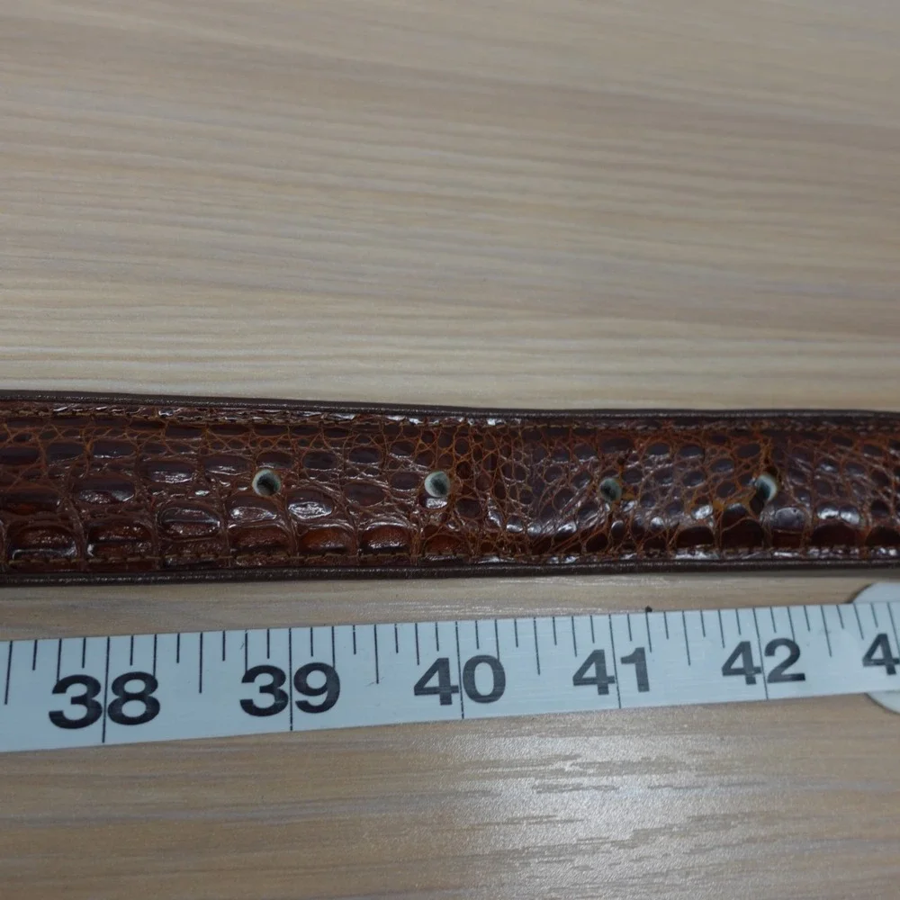 Genuine Crocodile Leather Belt 40 LARGE Brown Hornback Alligator PREMIER IMAGE